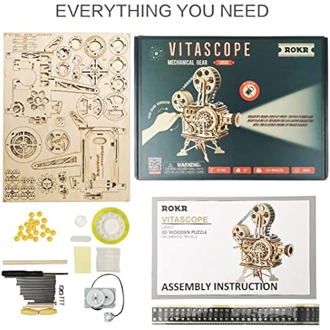 3D WOODEN PUZZLE, MECHANICAL GEARS TOY BUILDING SET, BRAIN TEASER GAMES, ENGINEERING TOYS, FAMILY WOODEN CRAFT KIT (VITASCOPE) - Image 4